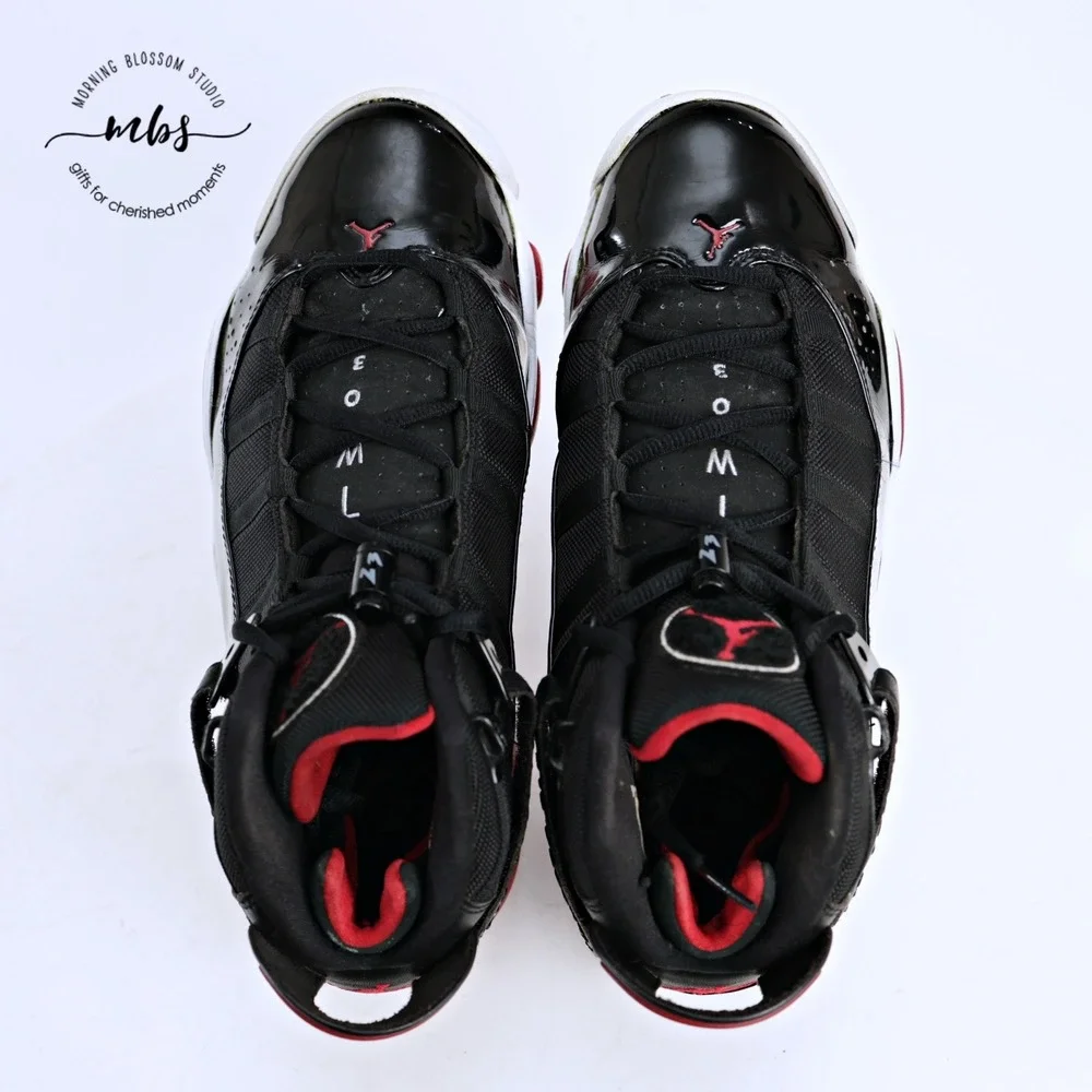 Nike Air Jordan 6 Rings Bred Hybrid Basketball Sneakers Black Red White Men 9
